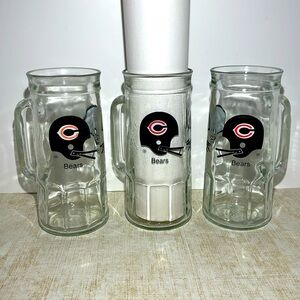 Vintage Set of 3 "Chicago Bears" Beer Mugs / Fisher Peanut Jars